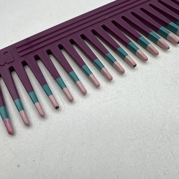 Vtg MEBCO Purple Teal Pink Twice Color Dipped Wide Toothed Detangling Comb 6.25" - Picture 3 of 5